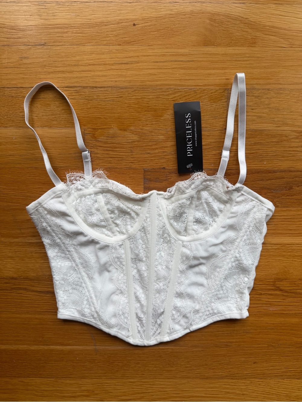 NWT Priceless White Lace Corset Top - Size Small
